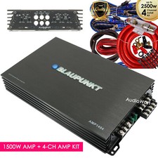 Blaupunkt AMP1404 Car Audio 4-Channel Amp Amplifier 1500 Watts + 4-Ch Amp Kit picture