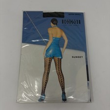 Vintage Wolford Sunset Patterned Tights Black XS Extra Small Pantyhose 18055 NIP picture