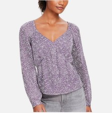 Loft Tulip Striped Purple White Flattering Sweetheart Office Blouse  Large NEW picture