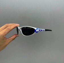 Vintage Y2K Oakley Straight Jacket 99 Muzm 9505 Black Lenses Retro Blue Flame picture