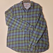 Woolrich Brawny Flannel Shirt Men's XXL Green Black Plaid Heavyweight picture
