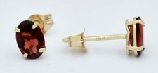 GENUINE 1.26 Cts GARNET STUD EARRINGS 14K YELLOW GOLD - Free Appraisal Service picture