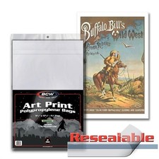 Pack / 100 BCW 11 x 17 Art Print Archival 2-mil Acid Free Poly Bags 11x17 covers picture