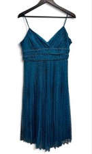 Vintage Betsey Johnson Teal Pleated Mesh Silk Detail Dress L picture
