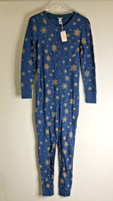 NWT Sundance Sz S Blue Snowflake Thermal One Piece Button Up Long John Pajamas picture