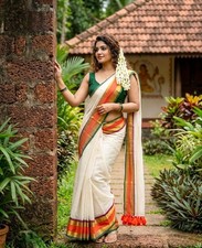 Mol Cotton Saree Women Trending wear Hand made Premium thin Bollywood Sari picture