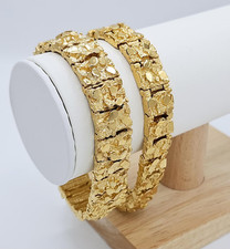 Gold Nugget Bracelet, 13mm or 15mm Bracelet, 14k Gold Plated picture