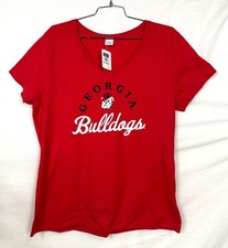GEOGIA BULLDOGS NCAA WOMENS GEORGIA ARCH RED V-NECK T-SHIRT M-LG-2XL  picture