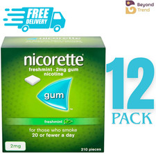 12 x Nicorette Fresh mint Gum 2Mg 210 Pieces - USA SELLER - SUPER FAST SHIPPING picture