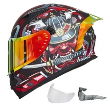 ILM Motorcycle Helmet Full Face with Mirrored&Clear Visors and 2 Fins DOT  Casco picture