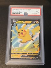 2021 POKEMON SWSH BLACK STAR PROMO PIKACHU VMAX BOX #143 PIKACHU V PSA 9 picture