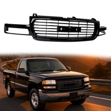 Front Upper Grill Grille  Gloss Black Fit For 1999-2002 GMC Sierra 1500 2500 picture