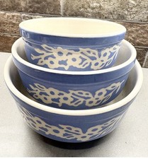 Lot of 3 Vintage Cameoware Nesting Mixing Bowls Harker Pottery USA picture