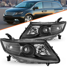 For 2011-2017 Honda Odyssey Halogen Black Clear Corner Headlights Pair L+R picture