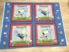 Vintage Peanuts Charlie Brown Snoopy All Stars Fabric Panels - 4 Panels picture
