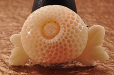 Vintage Carved angel skin coral OBIDOME, 