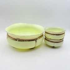 Tarentum Georgia Gem Custard Uranium Glass Berry Bowl Set C1900 3 Pc picture