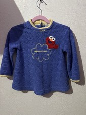 Vintage Sesame Street Elmo Blue/Yellow Fleece Full Zip Sweatshirt 2T Embroidered picture