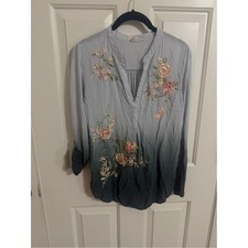 Anthropologie Tiny XS Floral Embroidered Ombre Blouse Boho Butterfly Blue 71412T picture