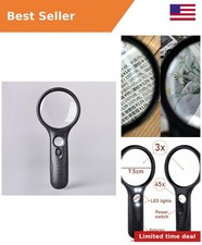 Heavy-Duty Magnifying Glass with Light | 3X & 45x Magnification picture