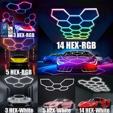 3/5/14 Grid Hexagon Garage Lights System Honeycomb Hex LED Light for Garage Gym picture