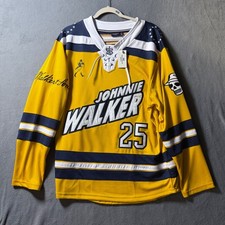 Devereux Golf Johnnie Walker Hockey Jersey Yellow Navy Lace Up Mens L NEW picture