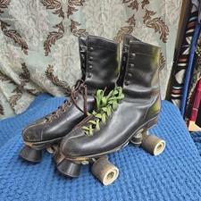 Roller Derby Pacer Black Leather High Skates Men’s 9 Lebeda Sprinter Wheels VTG picture