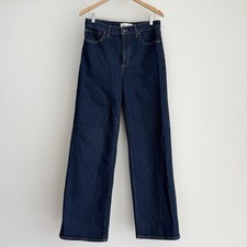 Aritzia Denim Forum Jeans Womens 29 Remy Hi Rise Wide Leg Indigo Rinse Dark Wash picture