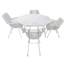 5 Piece Vintage Russell Woodard Wire Patio Set: 1 Table & 4 Chairs, c1960 picture