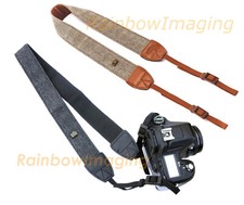 (2 Pcs) Vintage Brown Black Weave Camera Shoulder Neck Strap Canon Nikon Sony picture