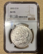 1895-O MORGAN SILVER DOLLAR CERTIFIED NGC AU55 SEMI KEY ALL WHITE GREAT STRIKE picture