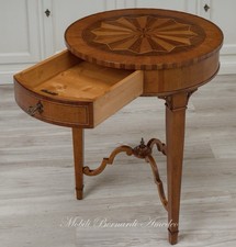 Pair of  Gorgeous Cherry Wood Round  Side Tables With Inlays picture