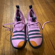 adidas Men’s Mid Top Lace Up Athletic Sneakers Striped Pink Gray Orange picture