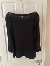 Chaps Women Gorgeous Pull over Black Boat Neck Adorable gorgeous  Top Sz XL picture