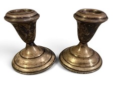 Vintage Empire #44 Sterling Silver Weighted Candle Holders Pair Ornate picture
