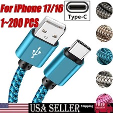 Braided USB to Type-C Fast Charging Data SYNC Charger Cable Cord 3/6/10FT Lot picture