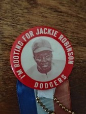 RARE 1947 Baseball I’m Rooting for Jackie Robinson Rookie Brooklyn Dodgers Pin picture
