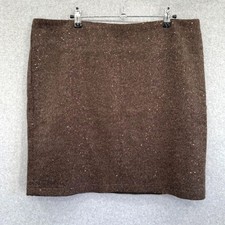 J.Jill Women's Brown Wool Blend Sequin Embellished Mini Skirt Size 16 NWT picture