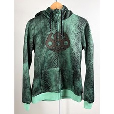 686 Hoodie Green Medium Snakeskin infiDRY Technical Zip Ski Snowboard Gorpcore picture