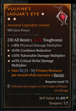 🌟🌟🌟DIABLO 4💍SEASONAL 15🔥LEGEN AMULET🔥3GA-CRIT DMG+VUL DMG+CD REDUCE picture