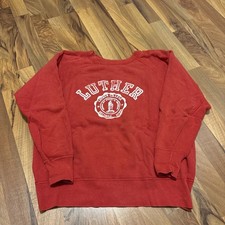 Vintage 60s Champion Running Man Luther College Sweatshirt Red Raglan 20.5x22.5 picture