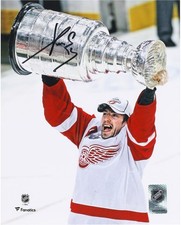 Pavel Datsyuk Red Wings Signed 2008 Stanley Cup Champions 8x10 Raising Cup Photo picture
