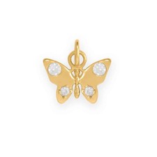 Dainty 14 Karat Gold Plated CZ Butterfly Charm picture