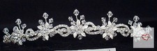 Silver Floral Scroll Crystal Bridal Tiara Wedding Crown E5-5940 picture