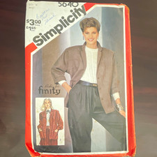 Simplicity 5640 VTG 80s Sewing Pattern Misses Unlined Jacket Sz 14 UNCUT picture