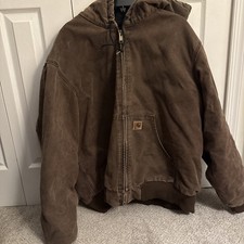 Vintage Carhartt J130 Sandstone Active Hooded Jacket Mexico Made Mens 2XL picture