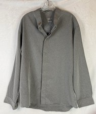 Vintage Minimalist Gray Shirt XL Korean Muji Style Hidden Button Shirt Tab Colla picture