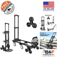 Foldable 3-in-1 Dolly for Stairs - 660LB Capacity with Brakes & Expandable Base picture