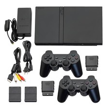 Guaranteed PlayStation 2 PS2 Console Slim Black + Wireless Controllers + USA picture
