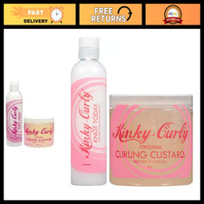 Kinky Curly Leave-In Conditioner & Detangler 8 oz + Curl Custard Gel 8 oz Set picture